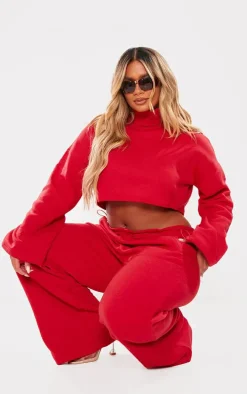 Shape Red High Neck Long Sleeve Sweater