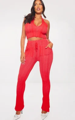 Shape Red Knit Contrast Drawstring Flares