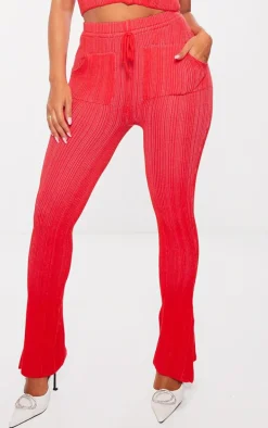 Shape Red Knit Contrast Drawstring Flares