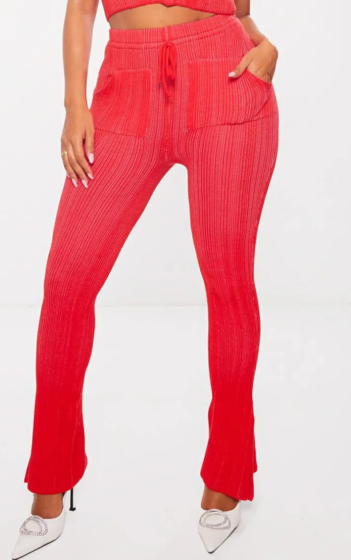 Shape Red Knit Contrast Drawstring Flares
