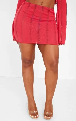 Shape Red Ladder Knit Micro Mini Skirt