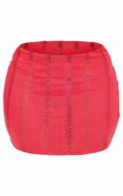 Shape Red Ladder Knit Micro Mini Skirt