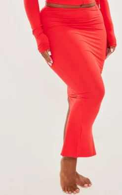 Shape Red Sculpted Maxi Skirt