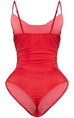 Shape Red Slinky Cowl Neck Bodysuit