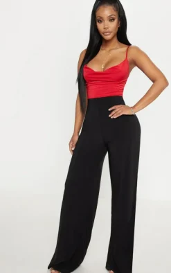 Shape Red Slinky Cowl Neck Bodysuit