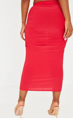 Shape Red Slinky Maxi Skirt