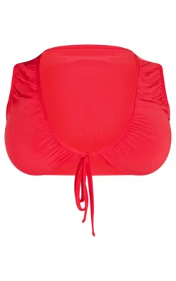 Shape Red Slinky Sleeveless Tie Front Top