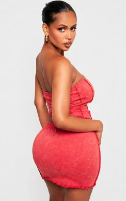 Shape Red Washed Cotton Seam Bandeau Top