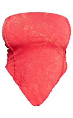 Shape Red Washed Cotton Seam Bandeau Top