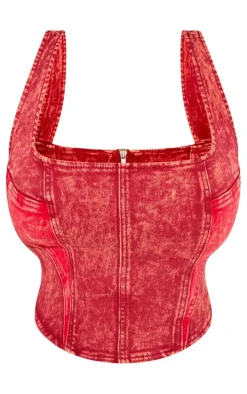 Shape Red Washed Denim Corset