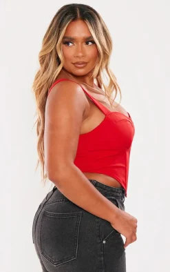 Shape Red Woven Corset Crop Top