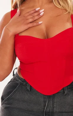 Shape Red Woven Corset Crop Top