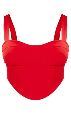 Shape Red Woven Corset Crop Top