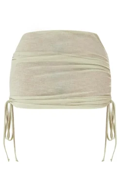 Shape Sage Green Burnout Rib Ruched Side Mini Skirt