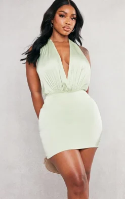 Shape Sage Green Satin Mini Skirt