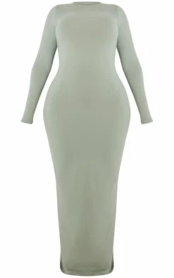 Shape Sage Green Sculpted Long Sleeve Maxi Dress