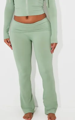 Shape Sage Green Sculpted Foldover Waist Flare Pants