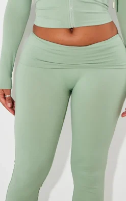 Shape Sage Green Sculpted Foldover Waist Flare Pants