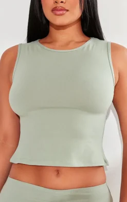 Shape Sage Green Sculpted Longline Racer Top