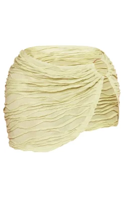 Shape Sage Green Textured Ring Detail Split Mini Skirt