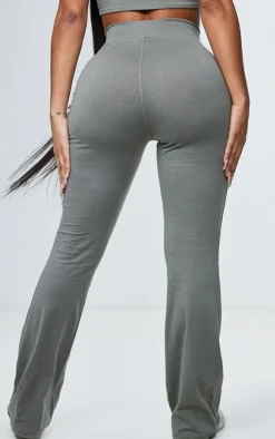 Shape Sage Khaki Cotton High Waist Flared Pants