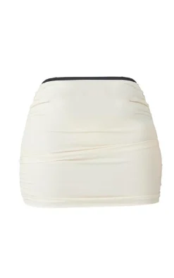 Shape Sand Ruched Side Contrast Hem Mini Skirt