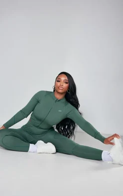 Shape Sea Green Branded Contrast Stitch Long Sleeve Gym Top