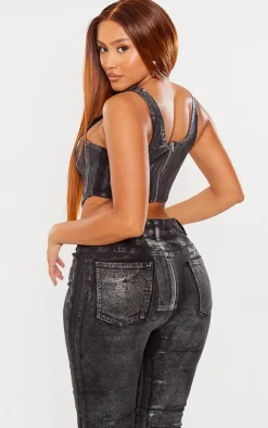 Shape Silver Denim Metallic Corset Top