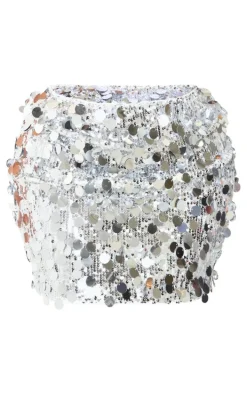 Shape Silver Disc Sequin Mini Skirt