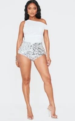 Shape Silver Sequin Micro Shorts