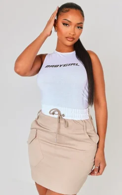 Shape Stone Boxer Waistband Detail Mini Skirt