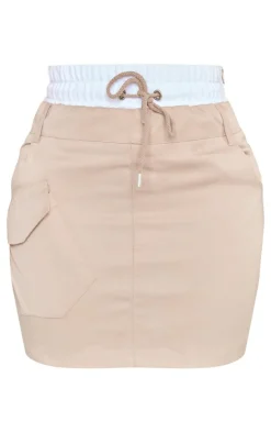 Shape Stone Boxer Waistband Detail Mini Skirt