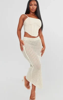 Shape Stone Crochet Knit Low Rise Maxi Skirt