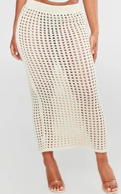 Shape Stone Crochet Knit Low Rise Maxi Skirt