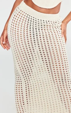 Shape Stone Crochet Knit Low Rise Maxi Skirt
