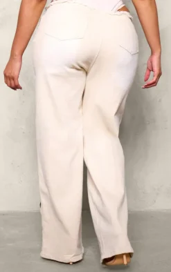 Shape Stone Denim Lace Up Front Raw Waist Wide Leg Jeans