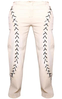 Shape Stone Denim Lace Up Front Raw Waist Wide Leg Jeans