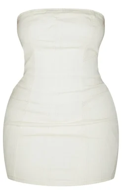 Shape Stone Denim Seam Detail Bandeau Bodycon Dress