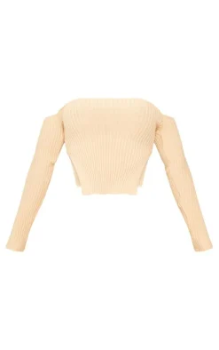 Shape Stone Knit Bardot Split Side Detail Top