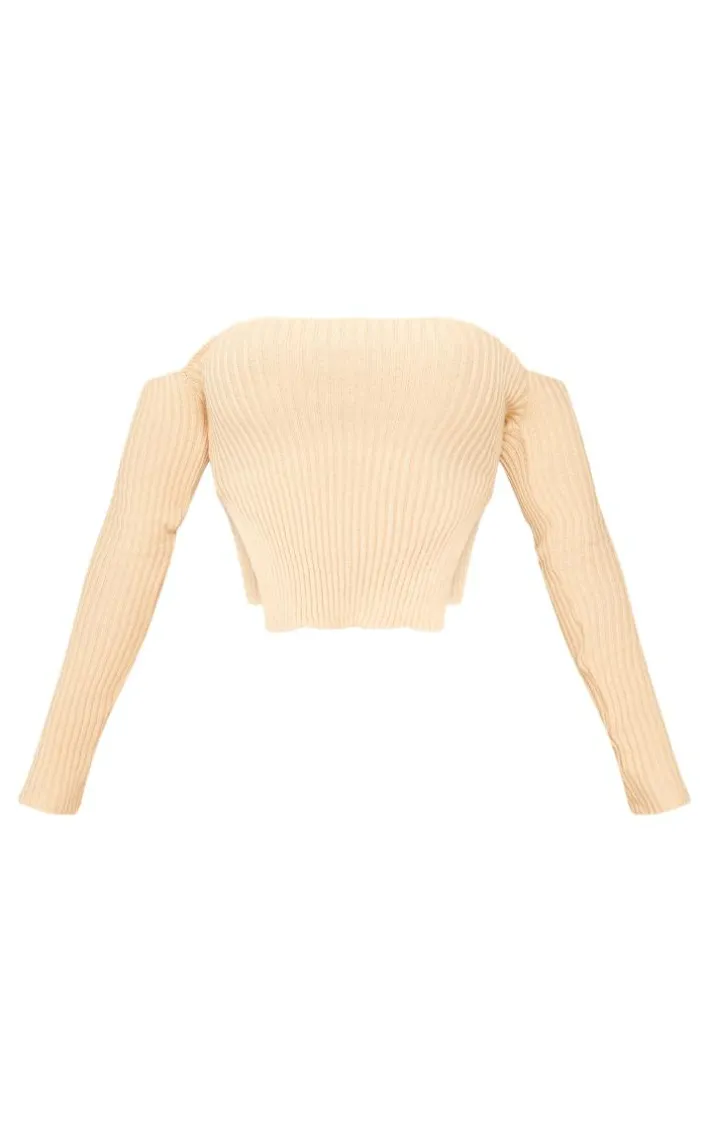 Shape Stone Knit Bardot Split Side Detail Top