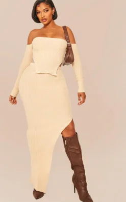 Shape Stone Knit Split Side Detail Midaxi Skirt