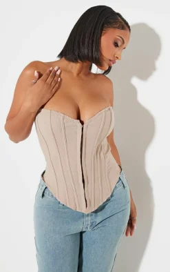 Shape Stone Lace Up Back Woven Corset