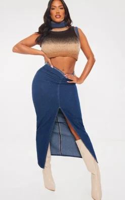 Shape Stone Ombre Knit Cropped Sleeveless Sweater