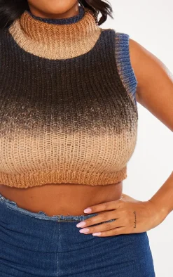 Shape Stone Ombre Knit Cropped Sleeveless Sweater