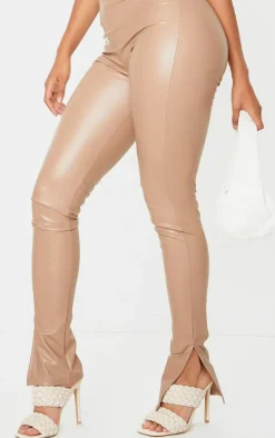Shape Stone PU Split Hem Pants