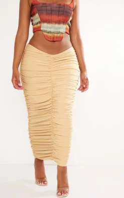 Shape Stone Ruched Detail Midaxi Skirt