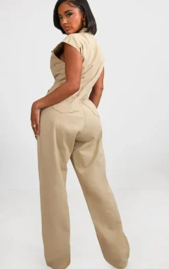 Shape Stone Sleeveless Rigid Denim Jumpsuit