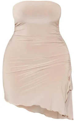 Shape Stone Slinky Bandeau Ruched Side Hem Bodycon Dress