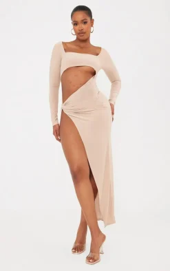 Shape Stone Slinky Cut Out Knot Side Midaxi Dress