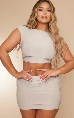 Shape Stone Slinky Ruched Side Mini Skirt